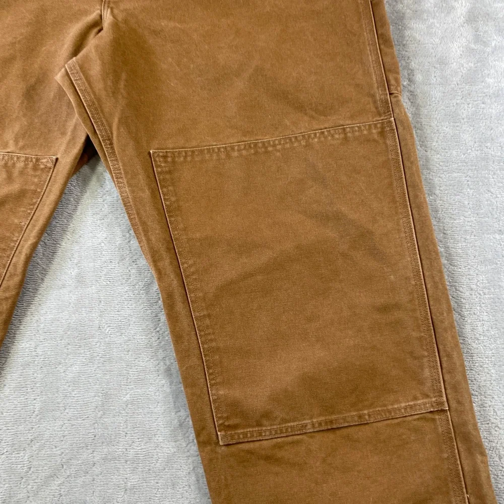 Carhartt Bib Overalls Mens 46x32 Brown Duck Double Knee Workwear Outdoor R06 211